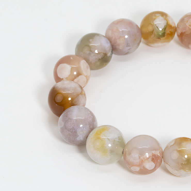 【一点もの】桜瑪瑙ブレスレット（緑ミックス）