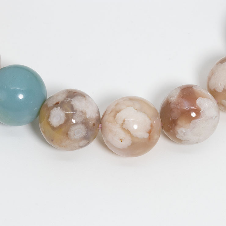 【一点もの】桜瑪瑙ブレスレット（緑ミックス）