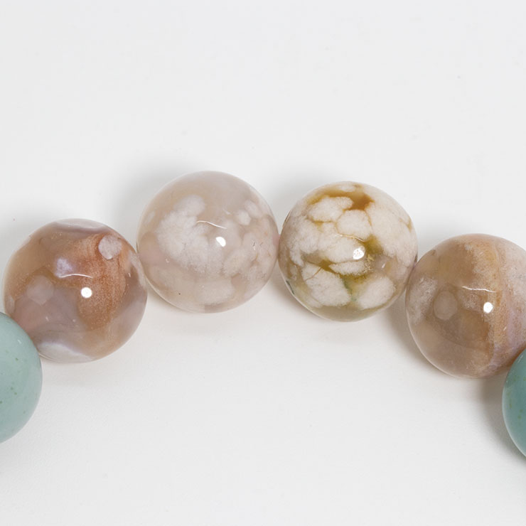 【一点もの】桜瑪瑙ブレスレット（緑ミックス）