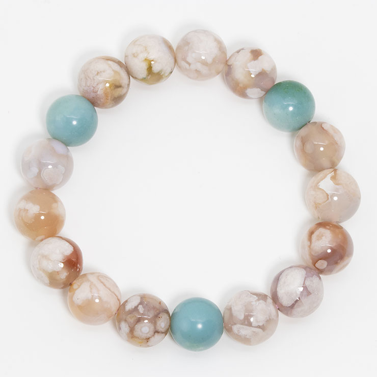 【一点もの】桜瑪瑙ブレスレット（緑ミックス）