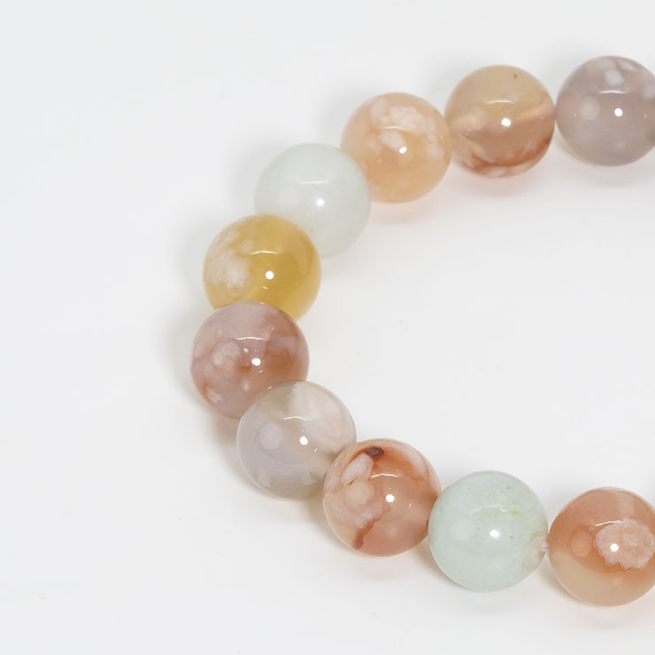 【一点もの】桜瑪瑙ブレスレット（緑ミックス）