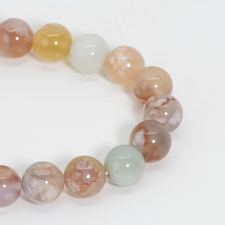 【一点もの】桜瑪瑙ブレスレット（緑ミックス）