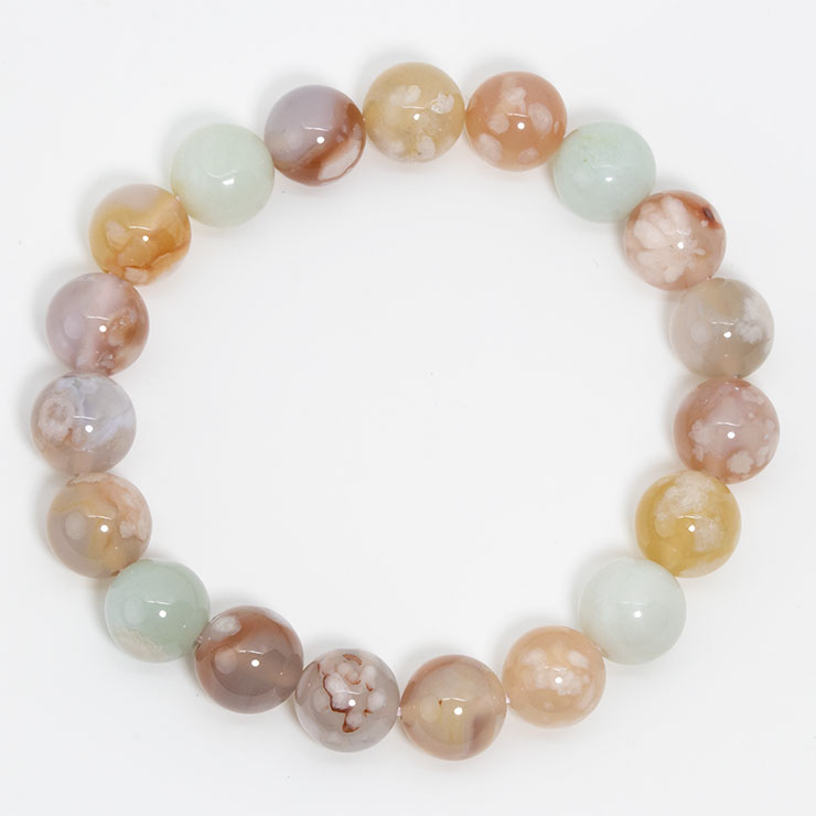 【一点もの】桜瑪瑙ブレスレット（緑ミックス）