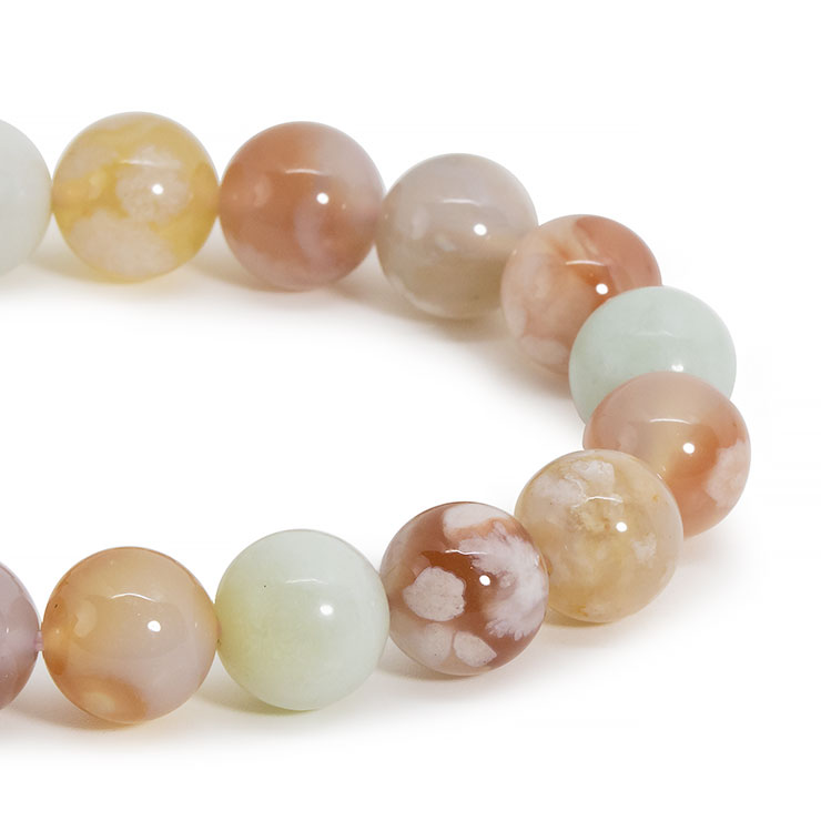 一点もの】桜瑪瑙ブレスレット（緑ミックス）｜天然石