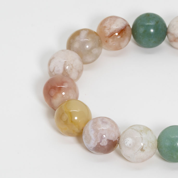 【一点もの】桜瑪瑙ブレスレット（緑ミックス）