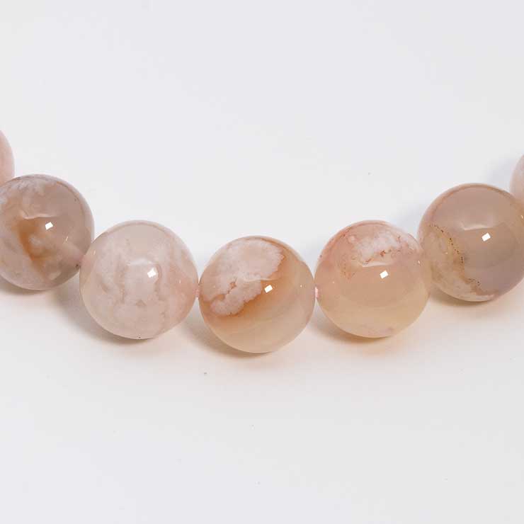 【一点もの】桜瑪瑙 シンプルブレスレット 桜満開 約10mm