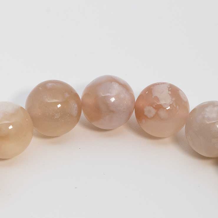 【一点もの】桜瑪瑙 シンプルブレスレット 桜満開 約10mm