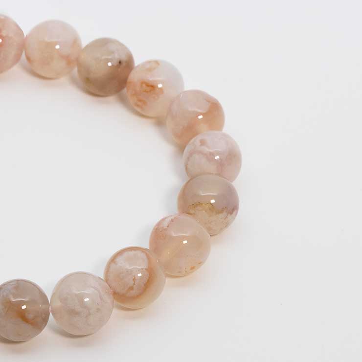 【一点もの】桜瑪瑙 シンプルブレスレット 桜満開 約10mm