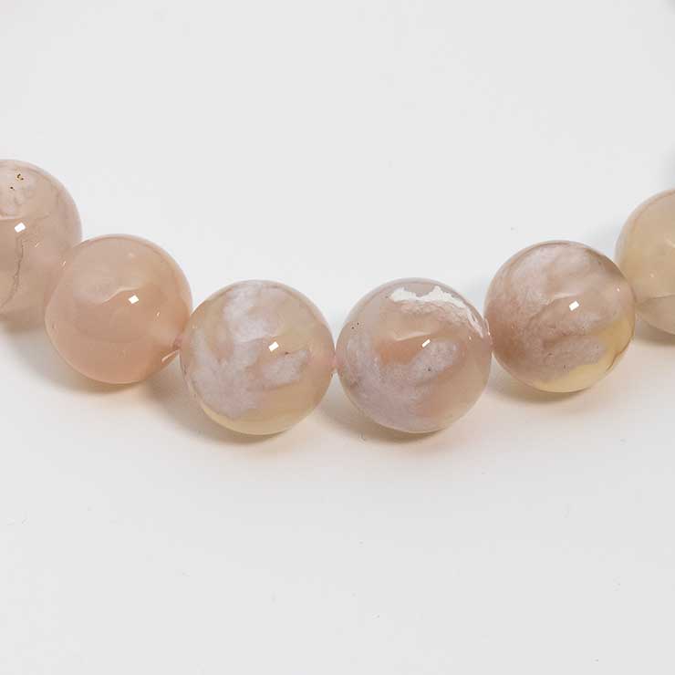 【一点もの】桜瑪瑙 シンプルブレスレット 桜満開 約10mm