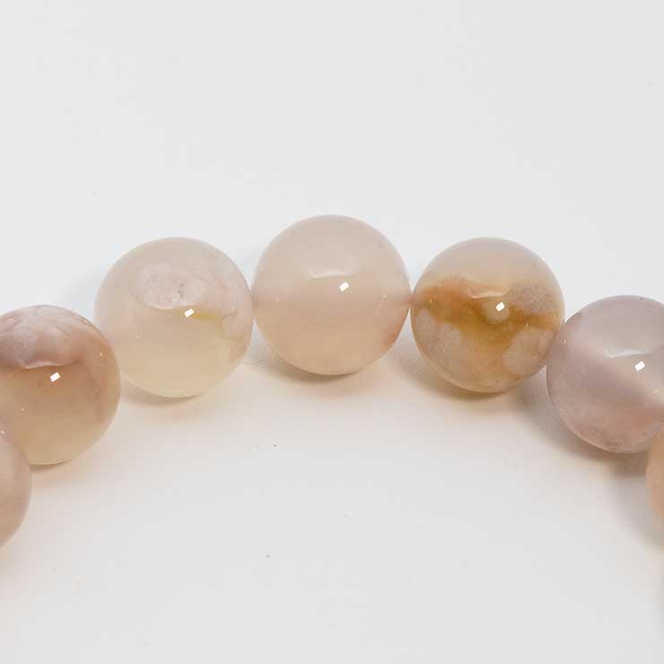【一点もの】桜瑪瑙 シンプルブレスレット 桜満開 約10mm