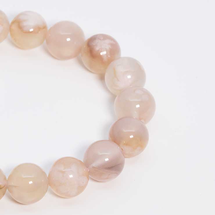 【一点もの】桜瑪瑙 シンプルブレスレット 桜満開 約10mm