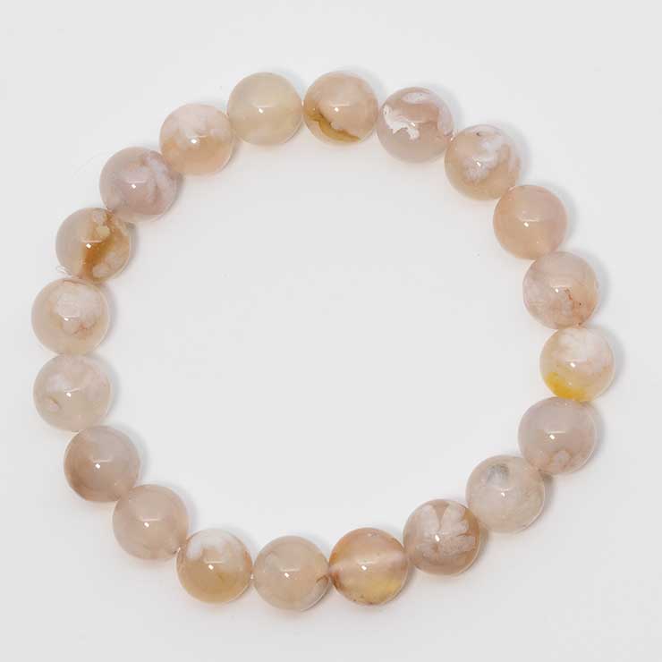 【一点もの】桜瑪瑙 シンプルブレスレット 桜満開 約10mm