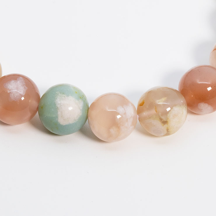 桜瑪瑙 シンプルブレスレット 緑ミックス 約10mm