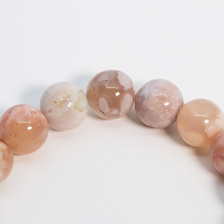 桜瑪瑙 シンプルブレスレット 緑ミックス 約10mm