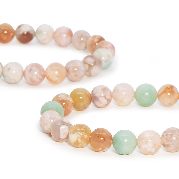 桜瑪瑙 シンプルブレスレット 緑ミックス 約10mm