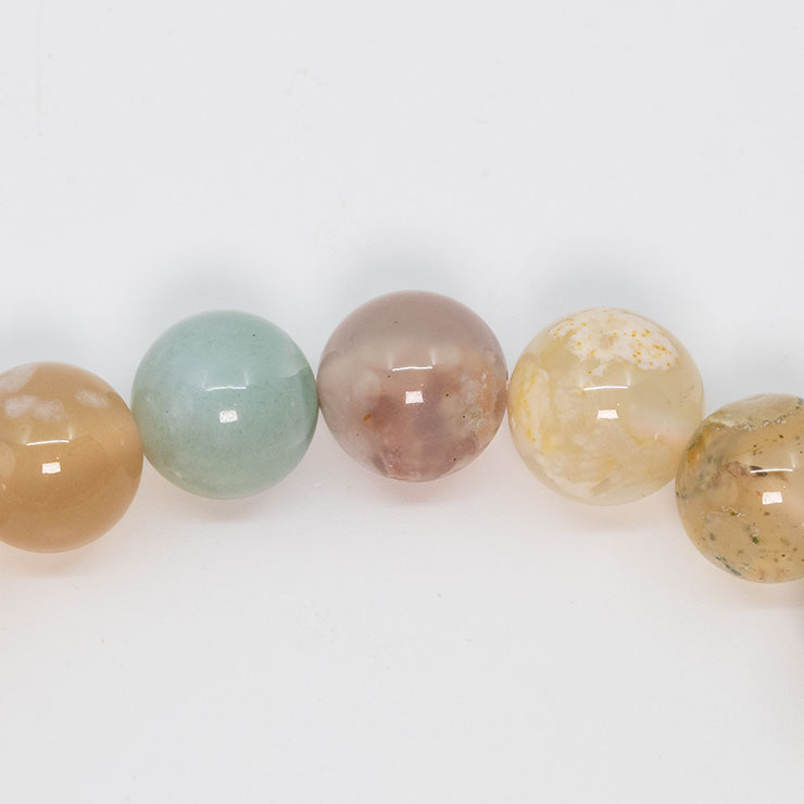 桜瑪瑙 シンプルブレスレット 緑ミックス 約10mm