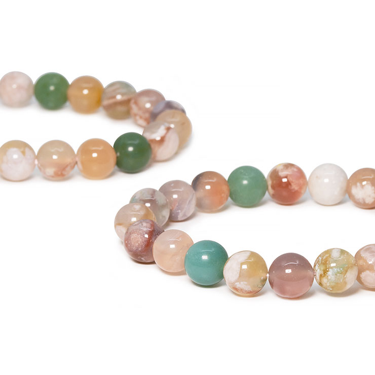 桜瑪瑙 シンプルブレスレット 緑ミックス 約10mm