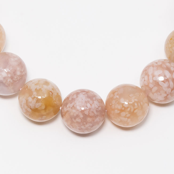 【一点もの】桜瑪瑙 シンプルブレスレット 桜満開 約12mm