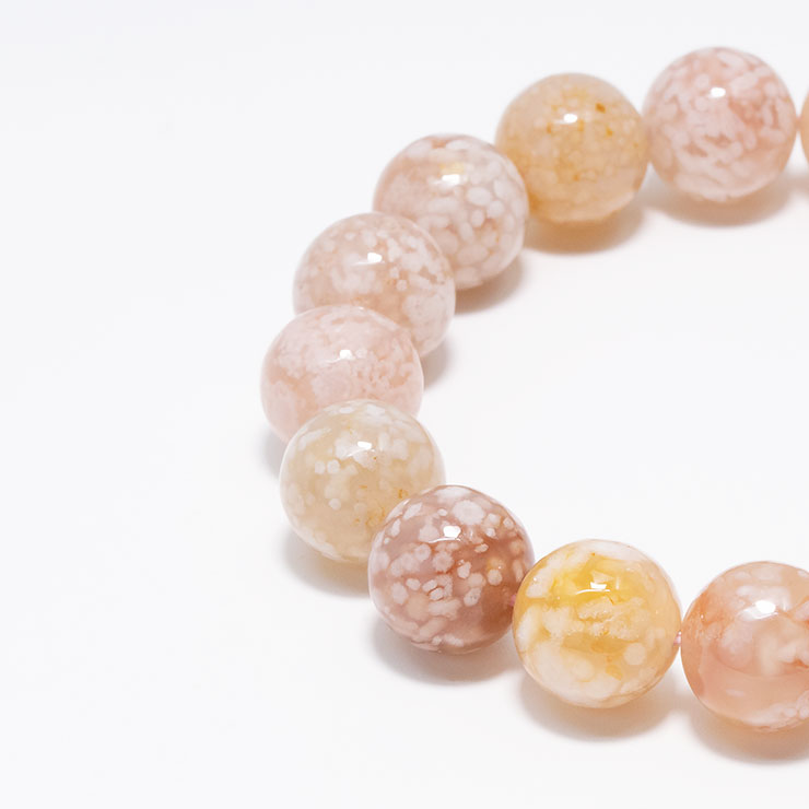 【一点もの】桜瑪瑙 シンプルブレスレット 桜満開 約12mm