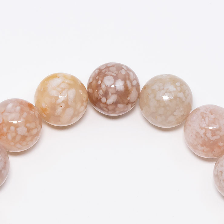 【一点もの】桜瑪瑙 シンプルブレスレット 桜満開 約12mm