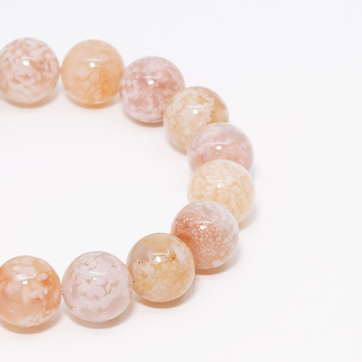 【一点もの】桜瑪瑙 シンプルブレスレット 桜満開 約12mm