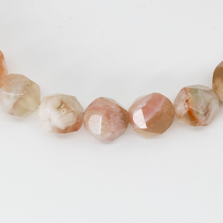 【一点もの】桜瑪瑙 シンプルブレスレット 20面カット 約9mm