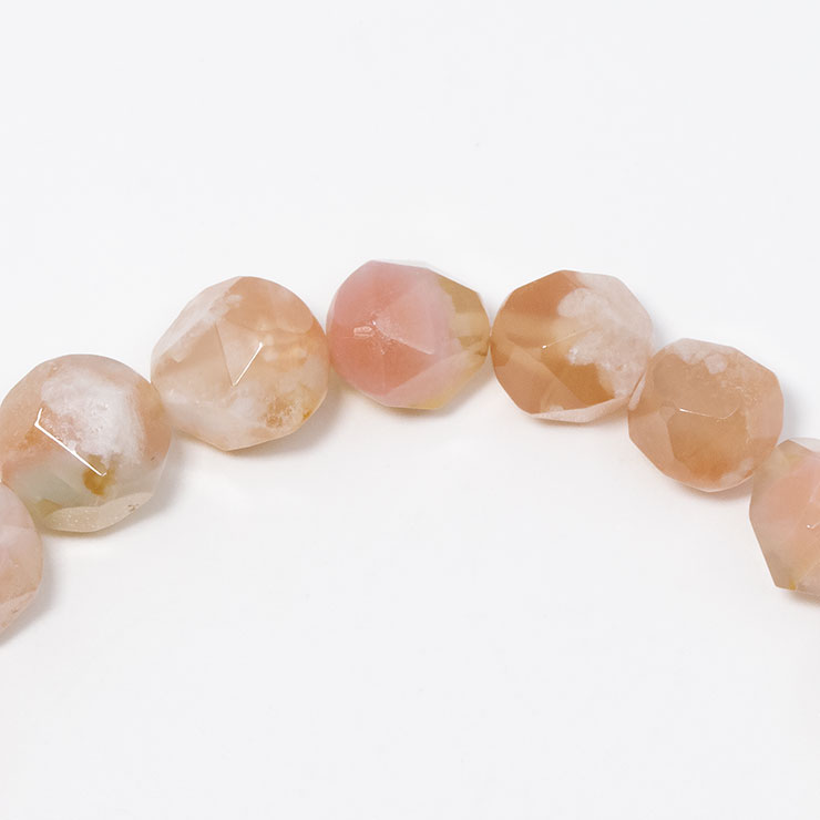 【一点もの】桜瑪瑙 シンプルブレスレット 20面カット 約9mm