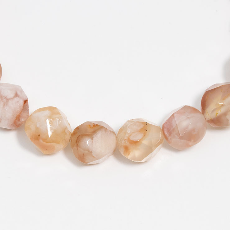 【一点もの】桜瑪瑙 シンプルブレスレット 20面カット 約9mm