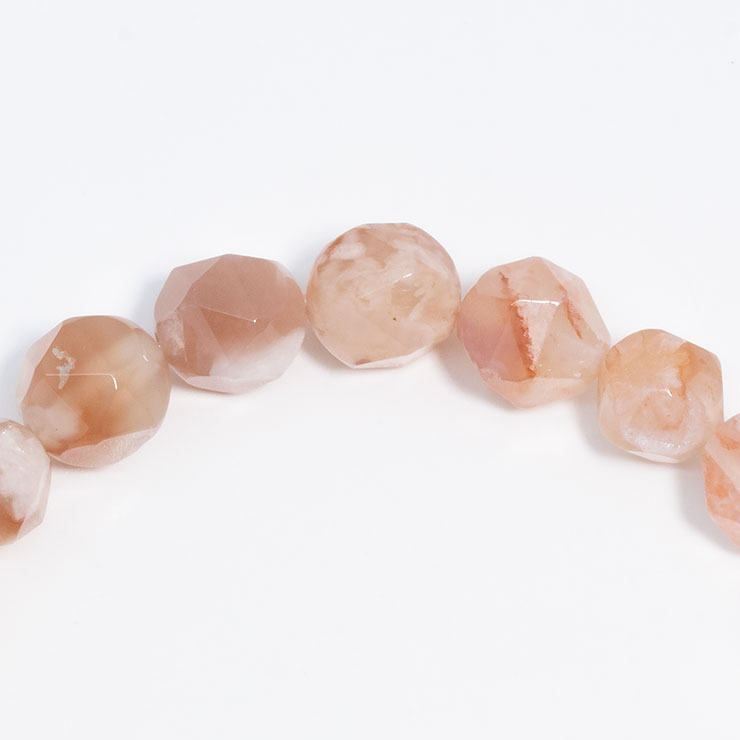 【一点もの】桜瑪瑙 シンプルブレスレット 20面カット 約9mm