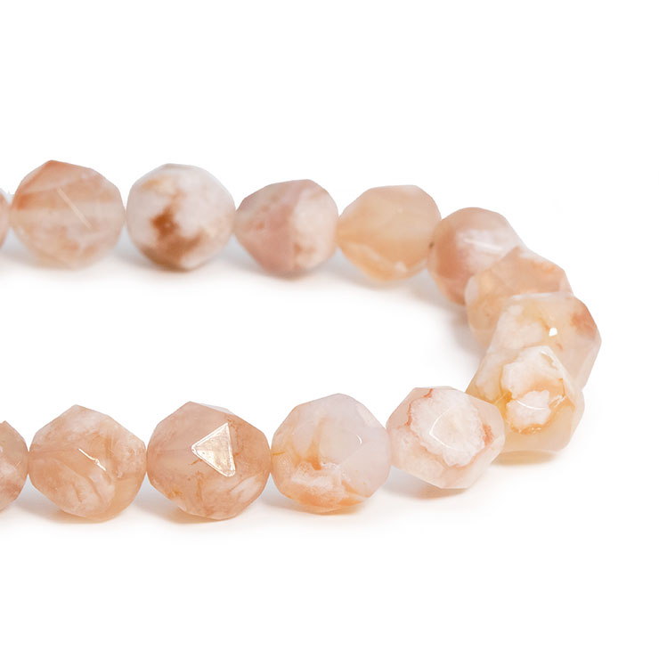 【一点もの】桜瑪瑙 シンプルブレスレット 20面カット 約9mm