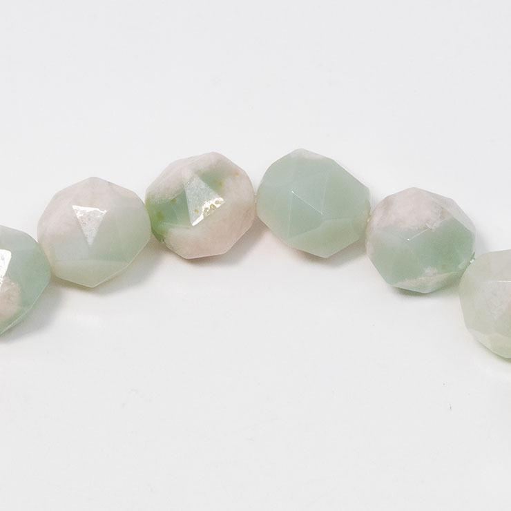 【一点もの】緑桜瑪瑙 シンプルブレスレット 20面カット 約9mm