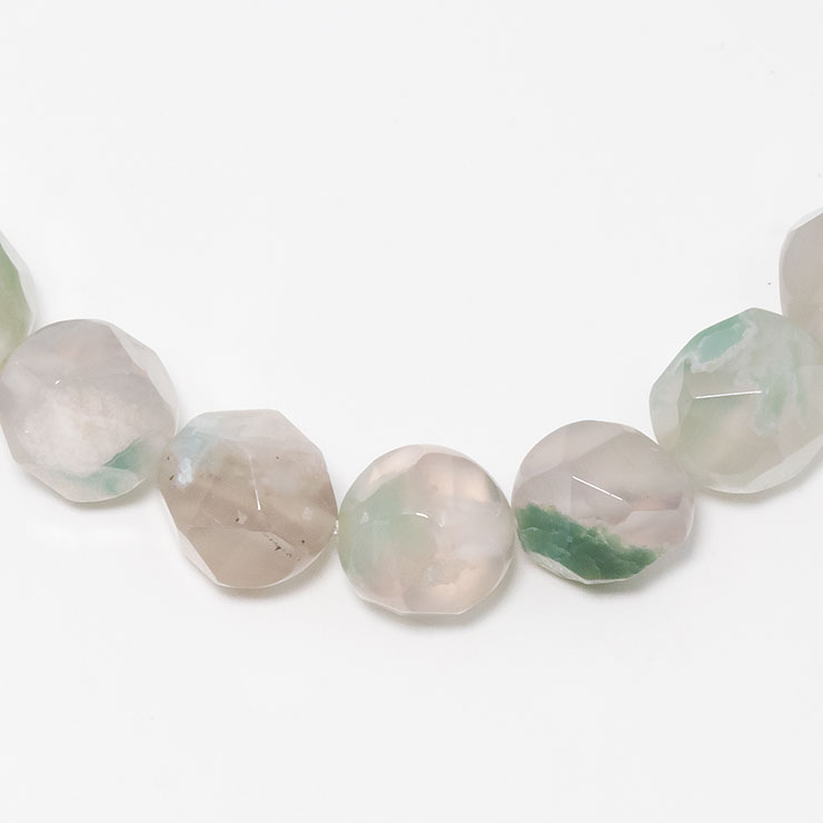 【一点もの】緑桜瑪瑙 シンプルブレスレット 20面カット 約9mm