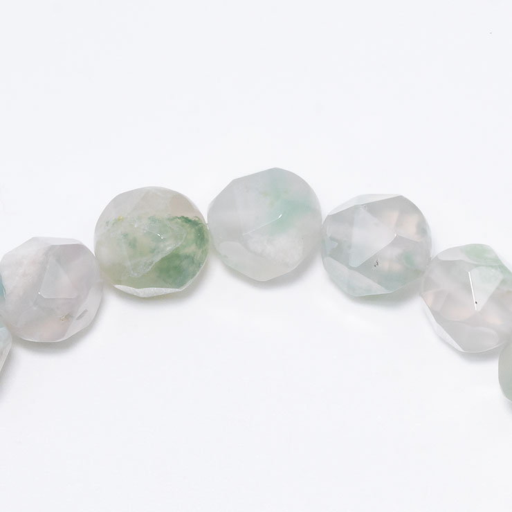 【一点もの】緑桜瑪瑙 シンプルブレスレット 20面カット 約9mm