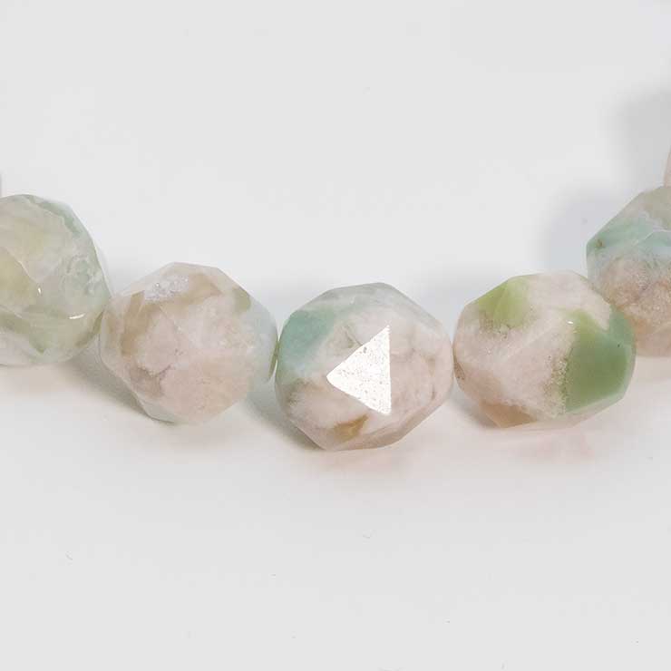 【一点もの】緑桜瑪瑙 シンプルブレスレット 20面カット 約9mm