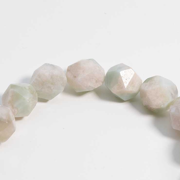 【一点もの】緑桜瑪瑙 シンプルブレスレット 20面カット 約9mm