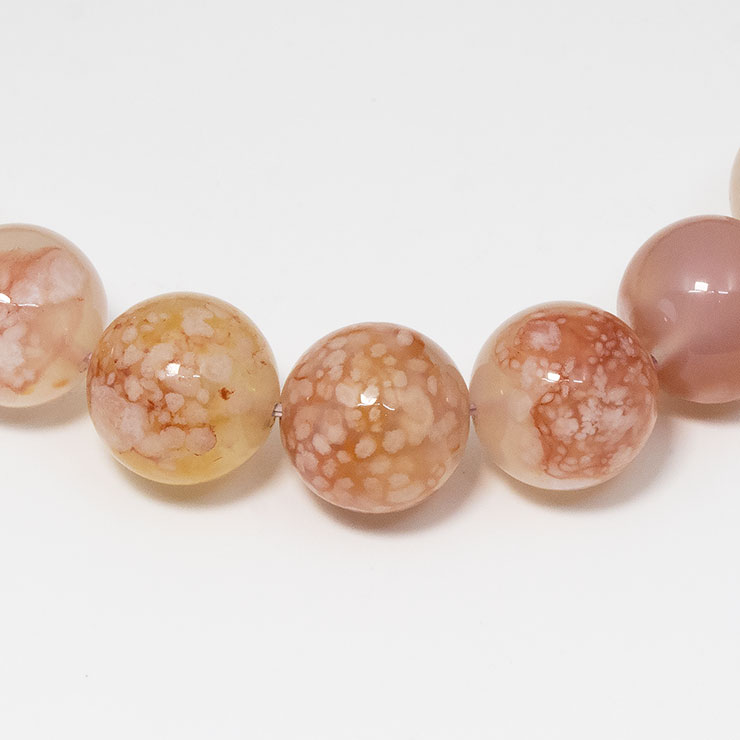 【一点もの】桜瑪瑙 シンプルブレスレット 桜満開 約10mm