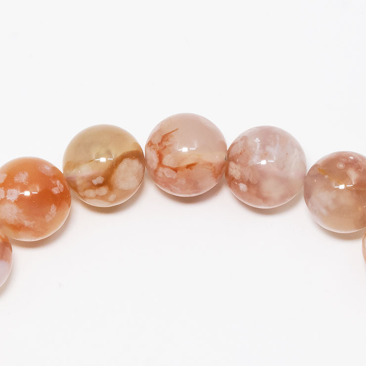 【一点もの】桜瑪瑙 シンプルブレスレット 桜満開 約10mm