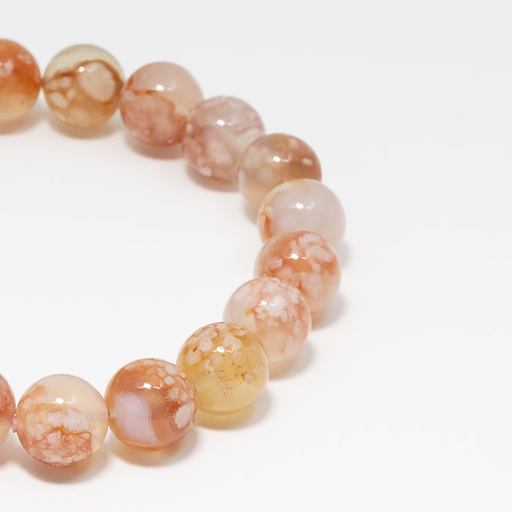 【一点もの】桜瑪瑙 シンプルブレスレット 桜満開 約10mm