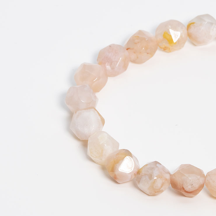 桜瑪瑙シンプルブレスレット 20面カット 約8mm