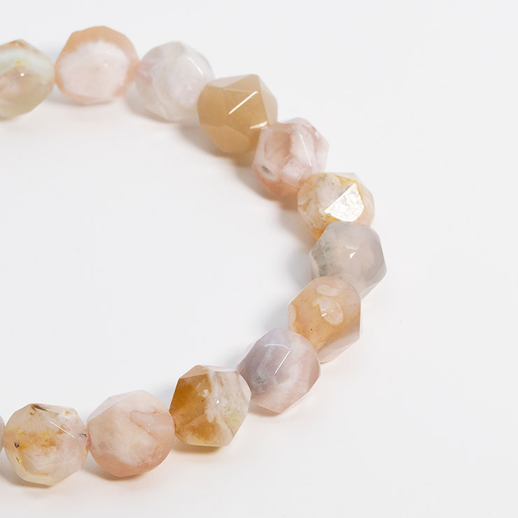 桜瑪瑙シンプルブレスレット 20面カット 約8mm