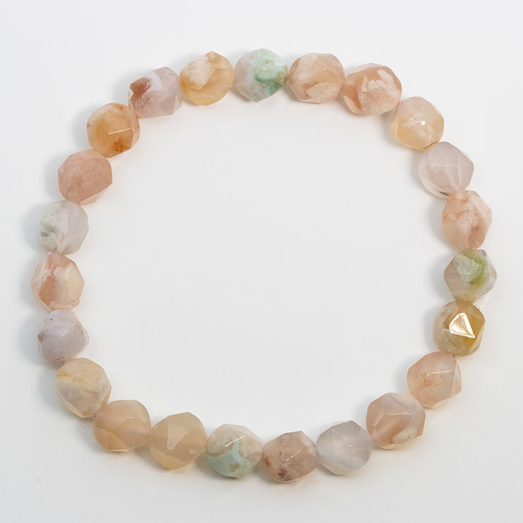 桜瑪瑙シンプルブレスレット 20面カット 約8mm