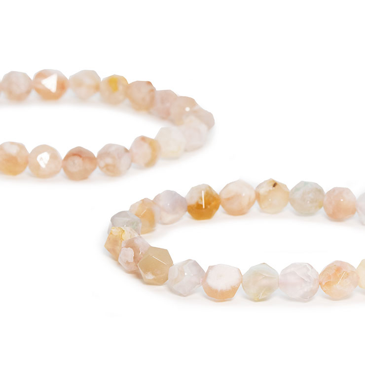 桜瑪瑙シンプルブレスレット 20面カット 約8mm