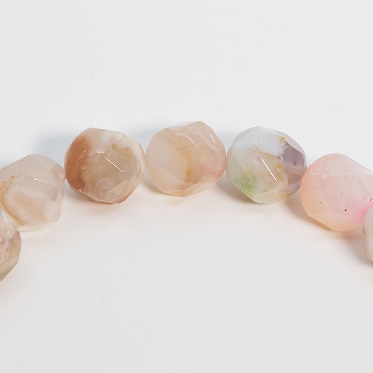 桜瑪瑙シンプルブレスレット 20面カット 約8mm