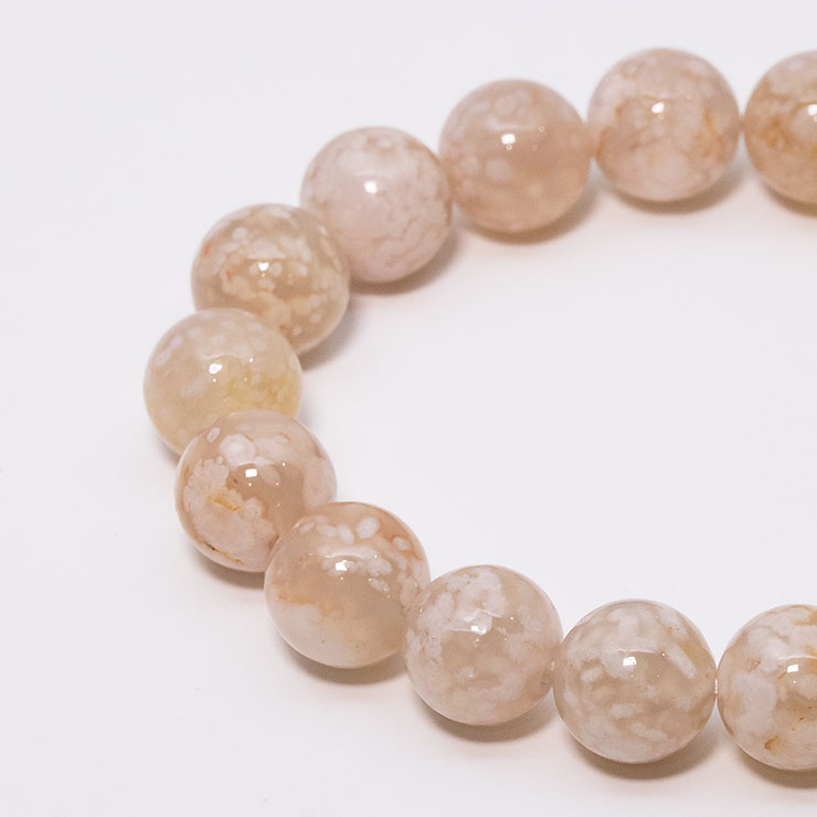 【一点もの】桜瑪瑙 シンプルブレスレット 桜満開 約12mm