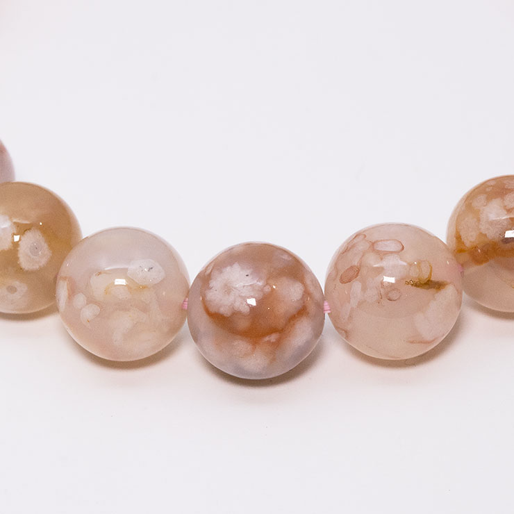 【一点もの】桜瑪瑙 シンプルブレスレット 桜満開 約11mm