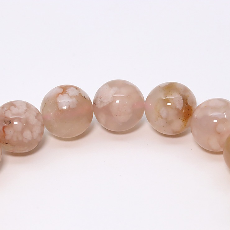 【一点もの】桜瑪瑙 シンプルブレスレット 桜満開 約11mm