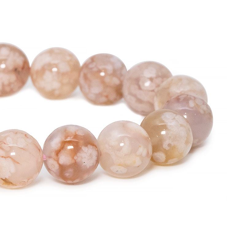 【一点もの】桜瑪瑙 シンプルブレスレット 桜満開 約11mm