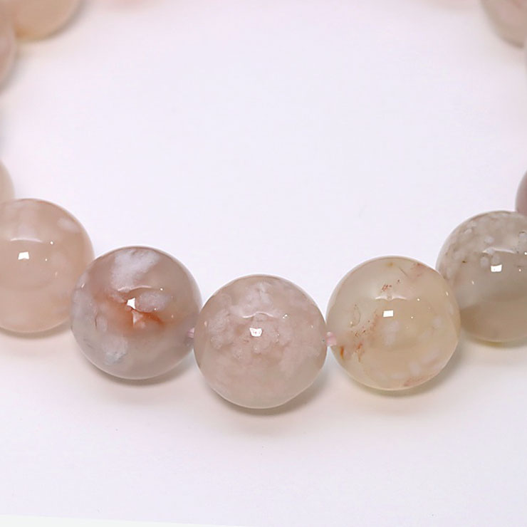【一点もの】桜瑪瑙 シンプルブレスレット 桜満開 約11.5mm