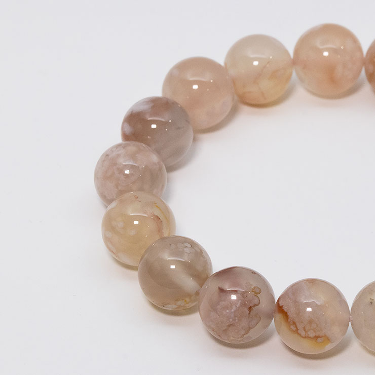【一点もの】桜瑪瑙 シンプルブレスレット 桜満開 約11.5mm