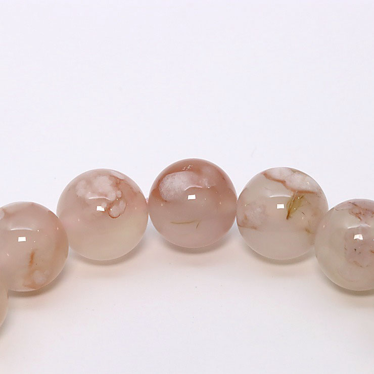【一点もの】桜瑪瑙 シンプルブレスレット 桜満開 約11.5mm